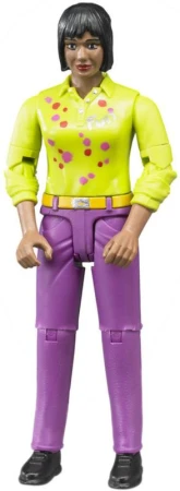Bruder 60403 Figurka žena snědá pleť, fialové kalhoty Bruder 60403 Figurka žena snědá pleť, fialové kalhoty