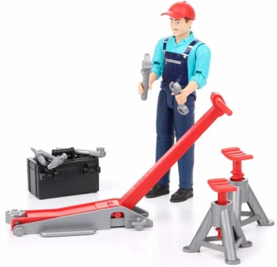 Bruder 62100 Figúrka mechanik 11cm tmavá pleť set s doplnkami plast