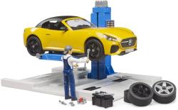 Bruder 62112 Autodílna servisní centrum + auto Roadster s figurkou