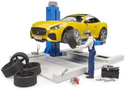 Bruder 62112 Autodílna servisní centrum + auto Roadster s figurkou