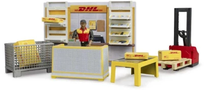 Bruder 62251 DHL Shop set s figurkou a paletovým vozíkem Bruder 62251 DHL Shop set s figurkou a paletovým vozíkem