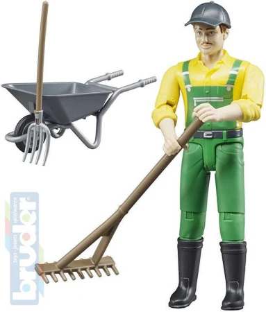 Bruder 62610 Figúrka poľnohospodár 11cm set s kolieskami a náradím plast Bruder 62610 Figúrka poľnohospodár 11cm set s kolieskami a náradím plast