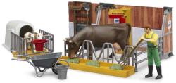 Bruder 62611 Stáj herní set farmář s krávou a teletem s doplňky