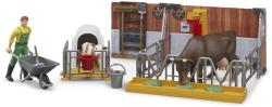 Bruder 62611 Stáj herní set farmář s krávou a teletem s doplňky