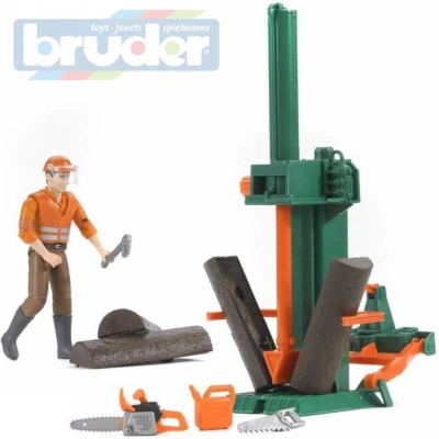 Bruder 62650 Drevorubačský set štiepač stroja s figúrkou a doplnkami 1:16 plast Bruder 62650 Drevorubačský set štiepač stroja s figúrkou a doplnkami 1:16 plast
