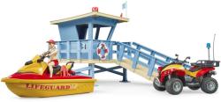 Bruder 62780 Věž pobřežní hlídky set se čtyřkolkou, skútrem a plavčíkem