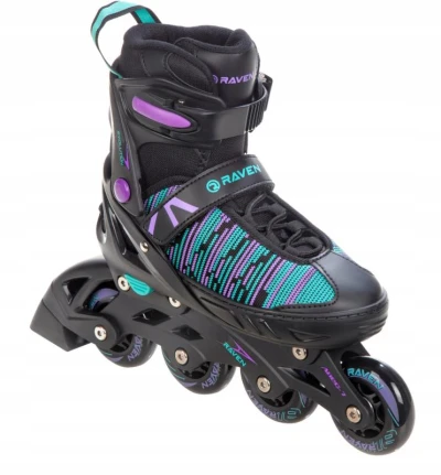 Raven Cande Black/Mint/Violet dětské brusle 2v1