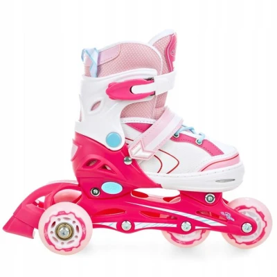 Raven Lia PINK dětské brusle 3v1 s led kolečkem