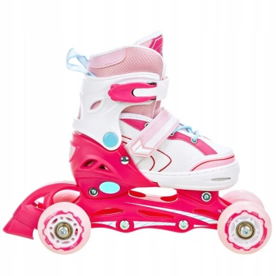 Raven Lia PINK dětské brusle 3v1 s led kolečkem
