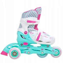 Raven Loret White 3v1 dětské inline brusle - svítící kola LED