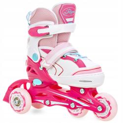 Raven Lia PINK dětské brusle 4v1 s led kolečkem