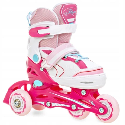 Raven Lia PINK dětské brusle 4v1 s led kolečkem