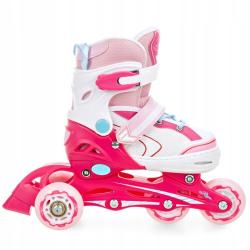 Raven Lia PINK dětské brusle 4v1 s led kolečkem
