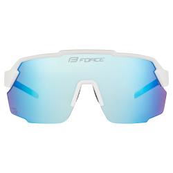 Force PULSE bílé cyklistické brýle, modré zrc. sklo
