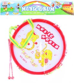 Bubínek dětský 19cm se zvířátky set se 2 paličkami (hudební nástroje)
