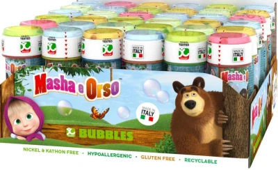 Bublifuk Máša a medvěd 60ml dětský bublifukovač s hrou ve víčku