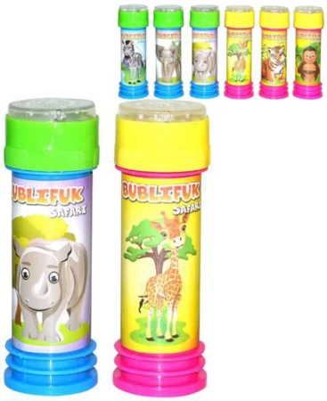 Bublifuk Safari zvířátka 55ml bublifukovač s hrou ve víčku 6 druhů Bublifuk Safari zvířátka 55ml bublifukovač s hrou ve víčku 6 druhů