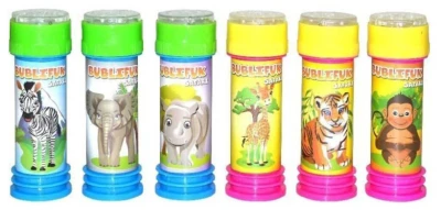 Bublifuk Safari zvířátka 55ml bublifukovač s hrou ve víčku 6 druhů