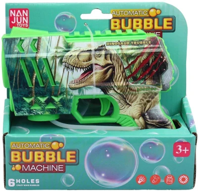 Bublifukovací automatická pistole dinosaurus na baterie Světlo 2 barvy