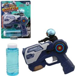 Bublifukovací pistole 17cm set bublifukovač s náplní na baterie plast