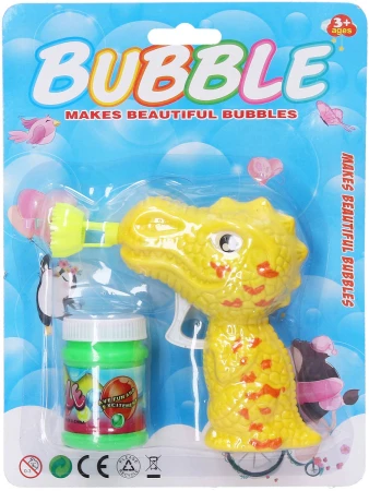 Bublifukovací psitolka dinosaurus dětský bublifukovač s náplní 4 barvy