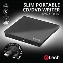 C-TECH Externí DVD vypalovačka DVD-USB-AC, USB 3.0, USB A/Type C C-TECH Externí DVD vypalovačka DVD-USB-AC, USB 3.0, USB A/Type C