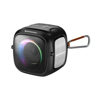 C-TECH reproduktor Impressio Qubis mini, bluetooth, čtečka, USB, AUX, RGB podsvícení, FM,USB-C