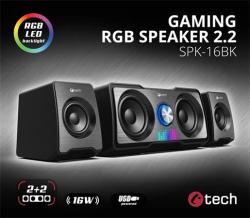 C-TECH reproduktory SPK-16, 2.2, 16W, RGB podsvícení, 3,5mm jack, USB napájení, černé C-TECH reproduktory SPK-16, 2.2, 16W, RGB podsvícení, 3,5mm jack, USB napájení, černé