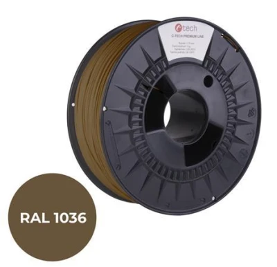 C-TECH tisková struna PREMIUM LINE ( filament ) , PETG,perleťová zlatá, RAL1036, 1,75mm, 1kg C-TECH tisková struna PREMIUM LINE ( filament ) , PETG,perleťová zlatá, RAL1036, 1,75mm, 1kg