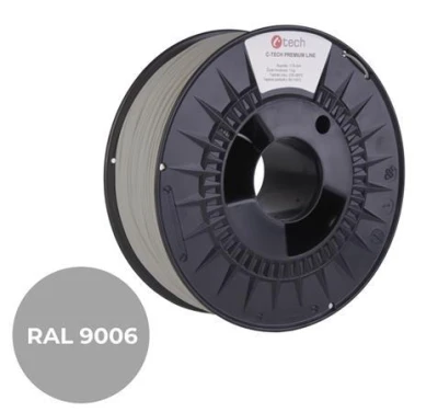 C-TECH tisková struna PREMIUM LINE ( filament ) , PLA, bílý hliník, RAL9006, 1,75mm, 1kg