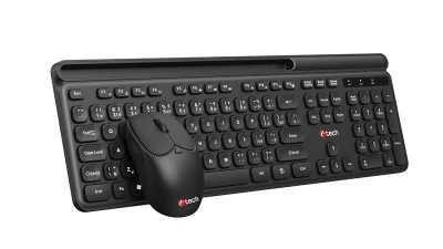 C-TECH WLKMC-05B Quallis, bezdrátový set klávesnice s myší,odkládací prostor,USB, CZ/SK, černá C-TECH WLKMC-05B Quallis, bezdrátový set klávesnice s myší,odkládací prostor,USB, CZ/SK, černá