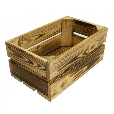 CALTER 32x20x14 cm opalovaná dřevěná bedýnka