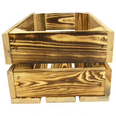 CALTER 32x20x14 cm opalovaná dřevěná bedýnka
