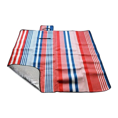 CALTER Pikniková deka Duos 170x150 cm alu fólie pruhy modro-červené