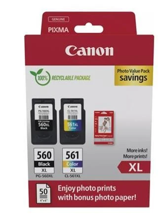 Canon cartridge PG-560XL / CL-561XL Multipack PHOTO VALUE / Black+Color / 400str. + 300str. Canon cartridge PG-560XL / CL-561XL Multipack PHOTO VALUE / Black+Color / 400str. + 300str.