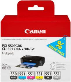 Canon cartridge PGI-550/CLI-551 PGBK/C/M/Y/BK/GY Multi Pack/1x15ml, 5x7ml Canon cartridge PGI-550/CLI-551 PGBK/C/M/Y/BK/GY Multi Pack/1x15ml, 5x7ml