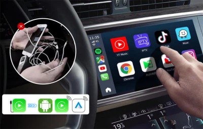 Carlinkit TBOX PLUS LED bezdrôtový adaptér, 4G/64G, Apple Carplay/Android Auto (čierny)