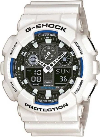 Casio GA 100B 7A bílo-modro-černé pánské digitální hodinky