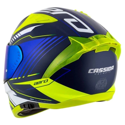 Cassida Integrálna prilba na motorku Aero Drome modro-fluo žlto-svetlo modro-biela