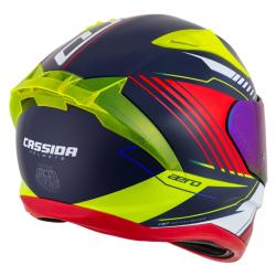 Cassida Integrálna prilba na motorku Aero Drome perleťovo modro-žlto-oranžovo-červeno-biela