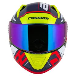 Cassida Integrálna prilba na motorku Aero Drome perleťovo modro-žlto-oranžovo-červeno-biela