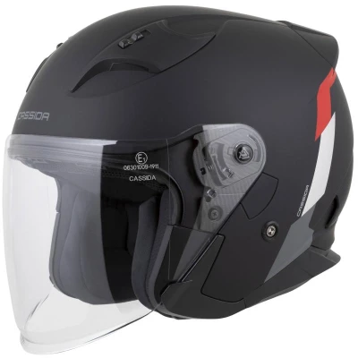 CASSIDA Reflex 2.0 Safety matná černo-červeno-šedo-reflexní stříbrná otevřená helma na motorku