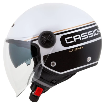 CASSIDA Handy Plus Linear bílo-černo-zlatá otevřená přilba na motorku