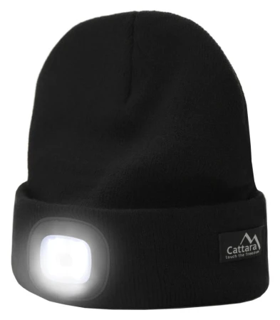 Cattara Čepice BLACK s LED svítilnou USB nabíjení Cattara Čepice BLACK s LED svítilnou USB nabíjení