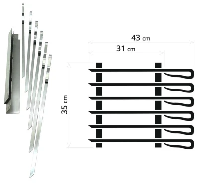 Cattara Grilovací sada na špízy velká, 43cm, 6ks