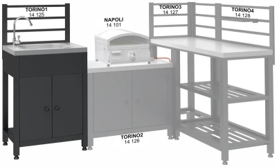 Cattara Modul stůl s dřezem TORINO 1 pro venkovní kuchyň 60x47x123cm