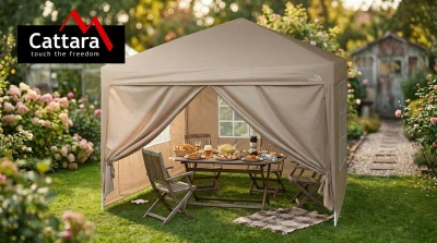 Cattara Párty stan nůžkový 3x3 m s bočnicemi PALACE béžový WATERPROOF