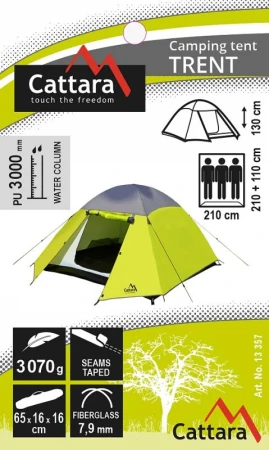 Cattara Stan TRENT dvouplášťový pro 3 osoby 210+110x210cm PU3000mm