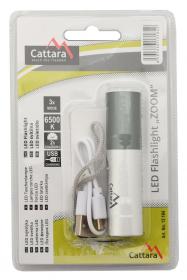 Cattara Svítilna kapesní LED 120lm ZOOM nabíjecí SILVER
