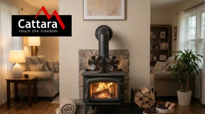 Cattara DUBLON černý krbový ventilátor s podstavcem 2x 112 mm